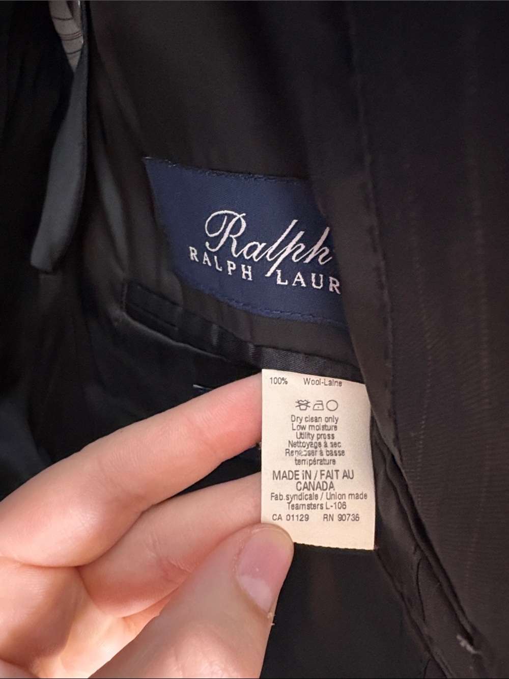 Ralph Lauren Blazer Mens 42 L Wool Black Sport Coat Work Business Professional - Picture 6 of 8